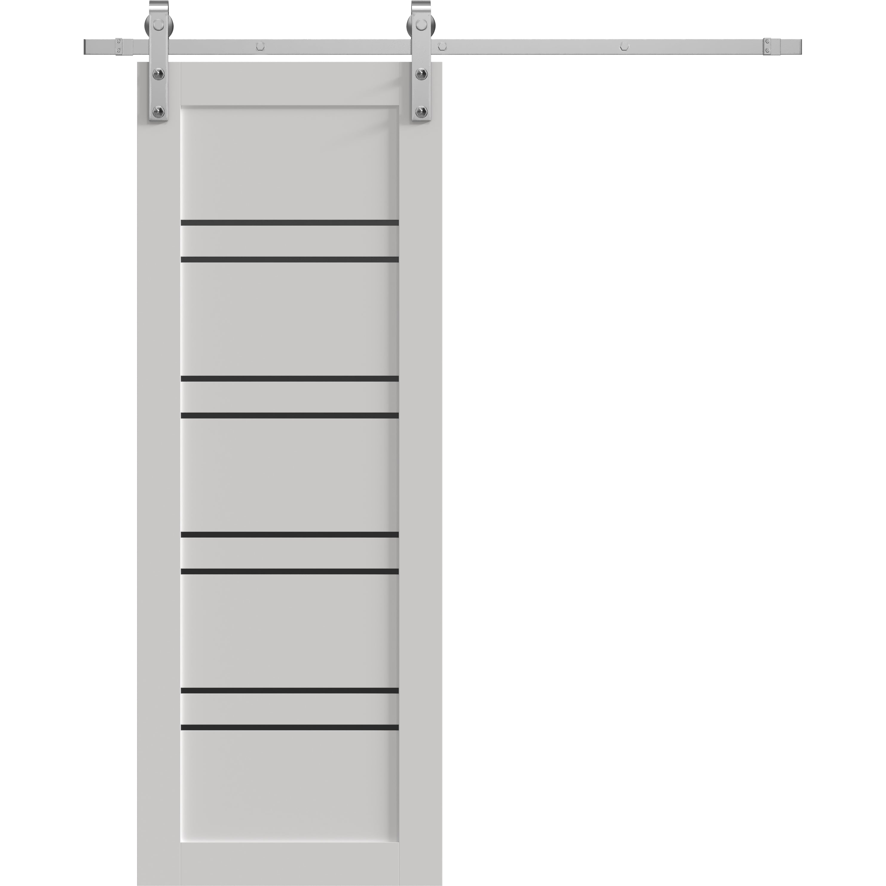 Barn Door | BASIC 4901 White with Black Glass | 6.6FT Silver Rail Track ...