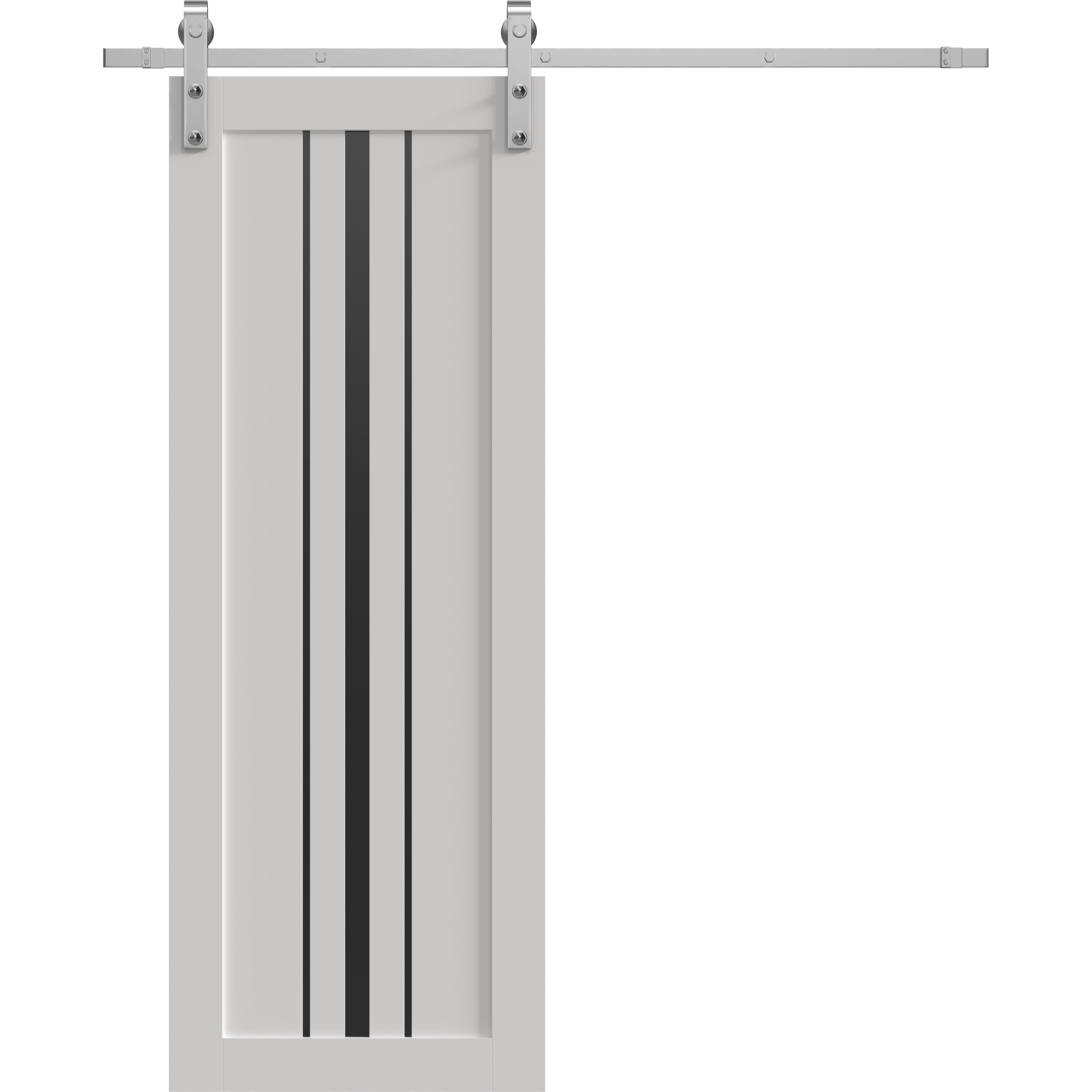Barn Door | BASIC 4903 White with Black Glass | 8FT Silver Rail Track ...