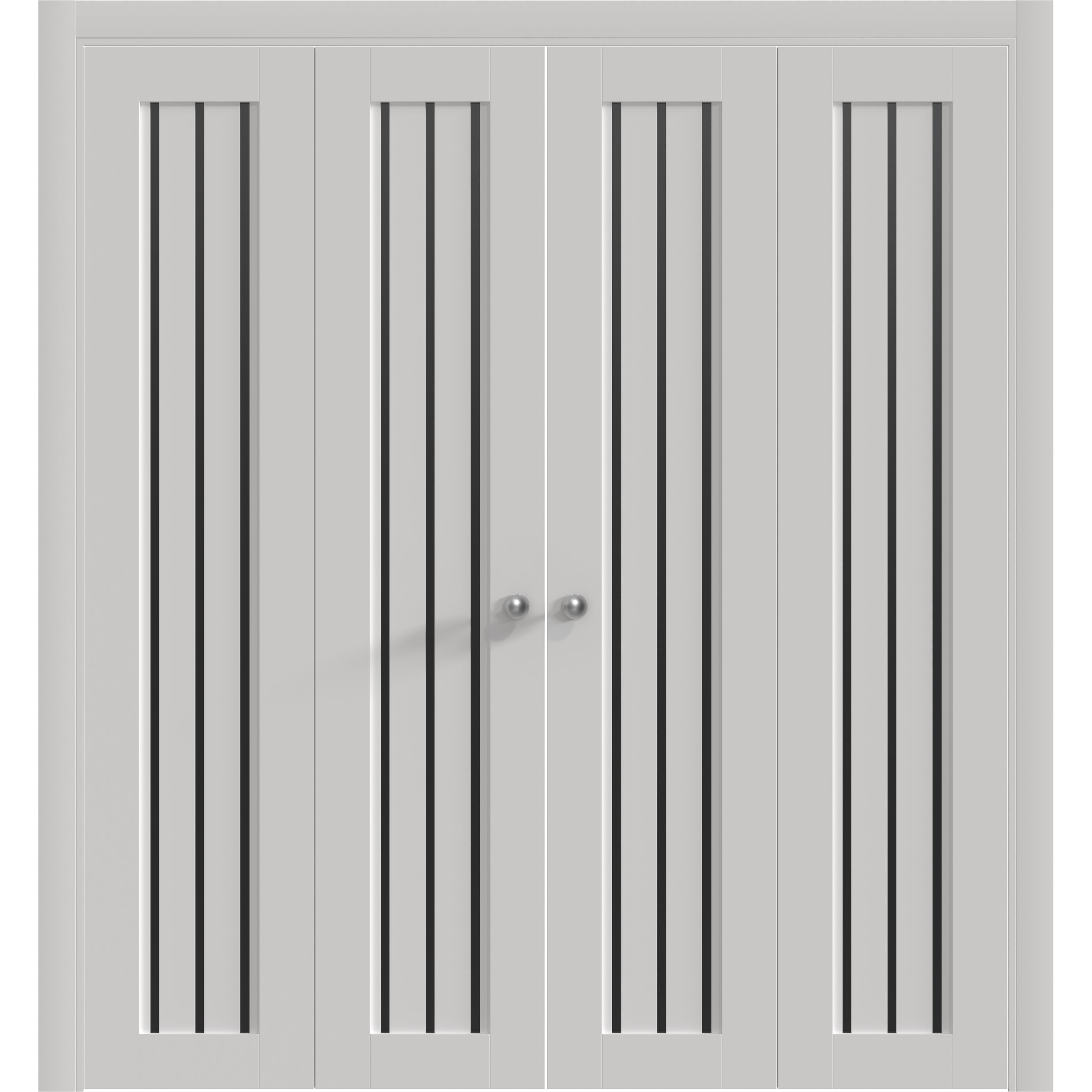 Sliding Closet Double Bi-fold Doors | BASIC 4906 White with Black Glass ...