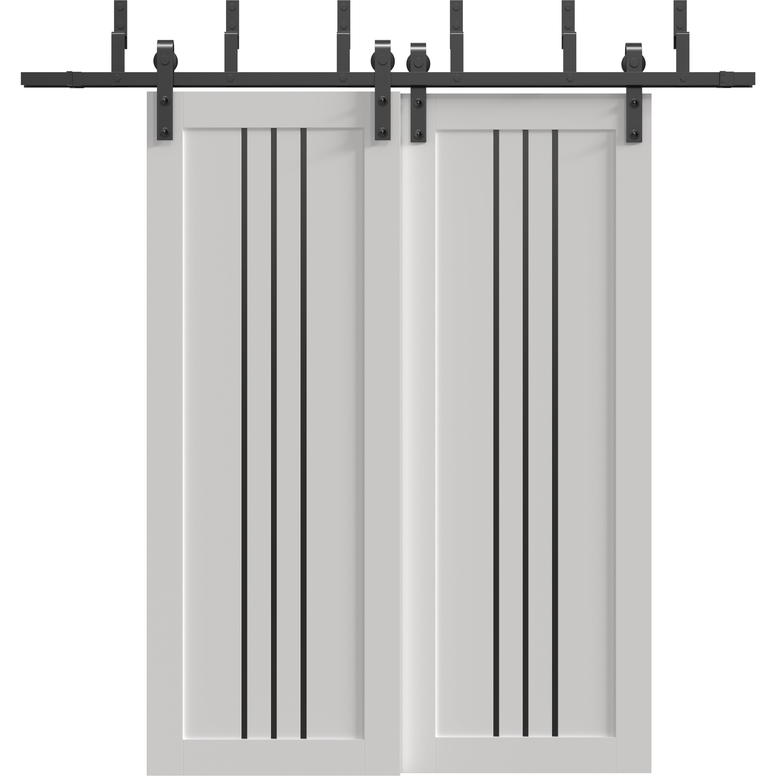 Sliding Closet Barn Bypass Doors | BASIC 4906 White with Black Glass ...