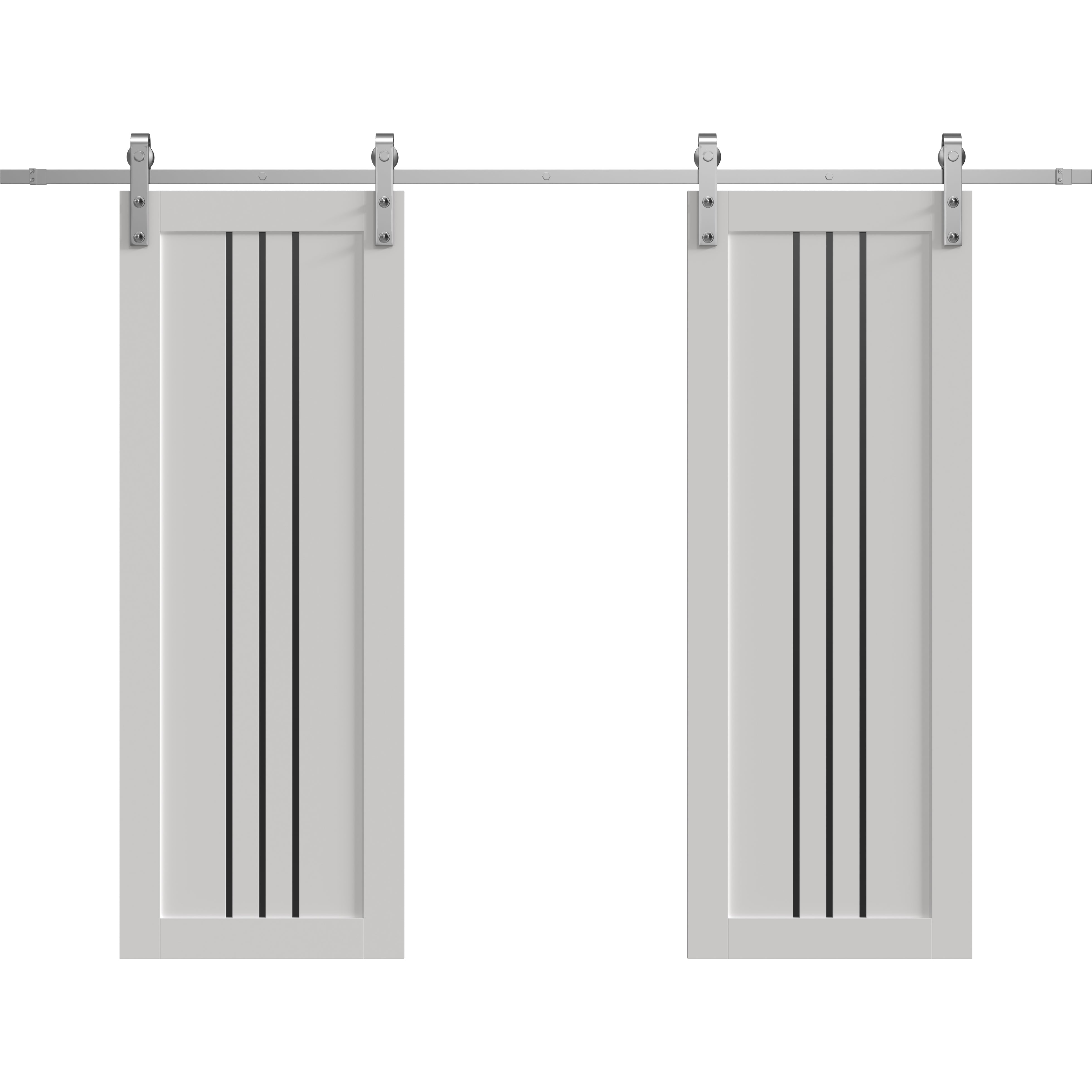 Double Barn Door | BASIC 4906 White with Black Glass | 13FT Silver Rail ...