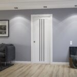 Slab Door Panel | BASIC 4906 White with Black Glass | Bathroom Bedroom Doors - Image 2