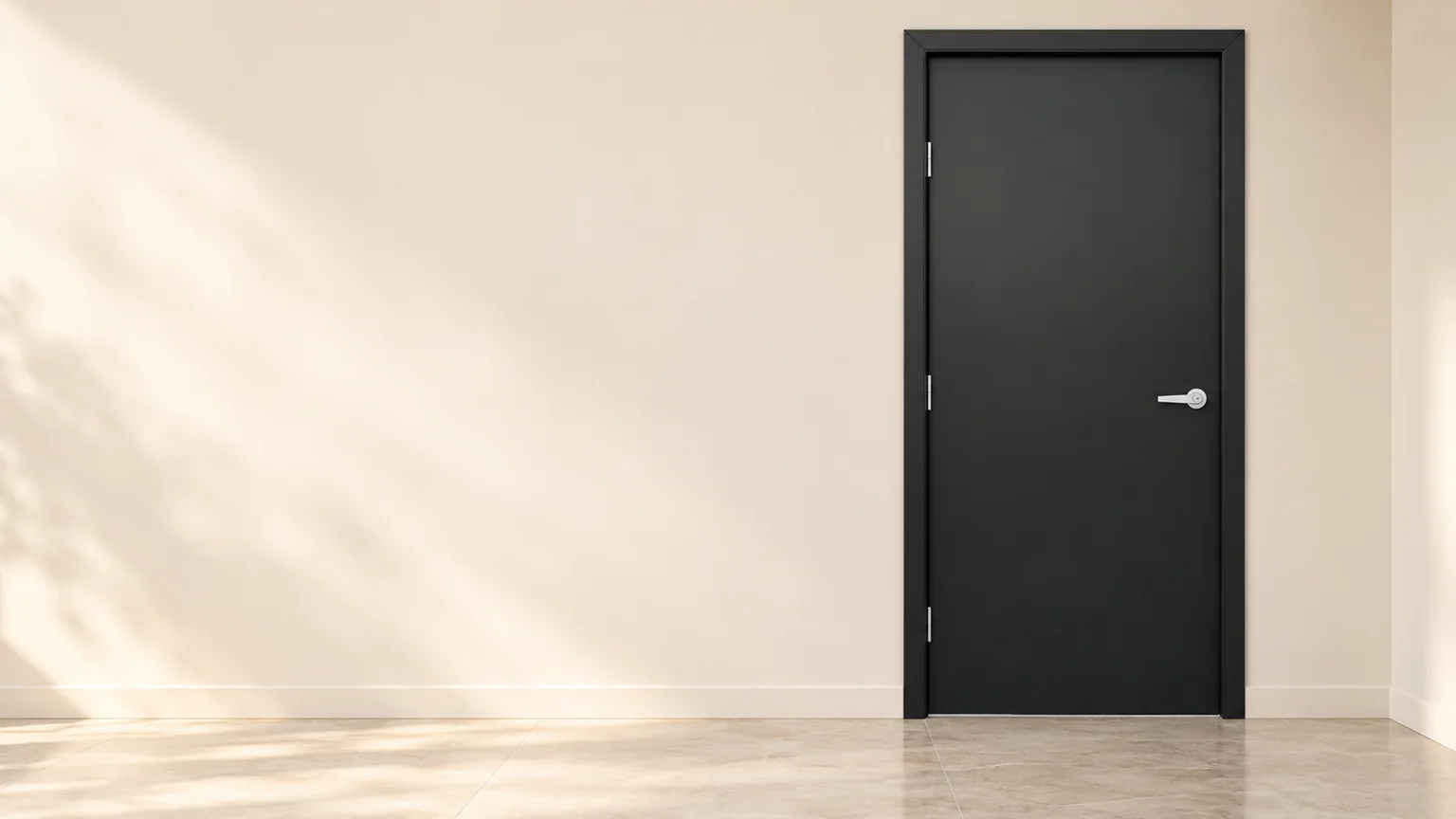 Illustration of a black flush door in a bright interior